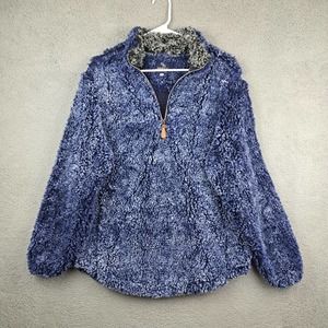Simply Southern Large Sherpa Pullover Navy Faux Fur